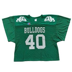 Vintage 80s Russell Athletic Bulldogs Football Jersey #40 Green Mesh Made USA M